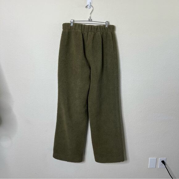 Entire Studios Sherpa Fluffy Green Sweatpants Wide Leg Womens Pant Size L - Picture 3 of 7